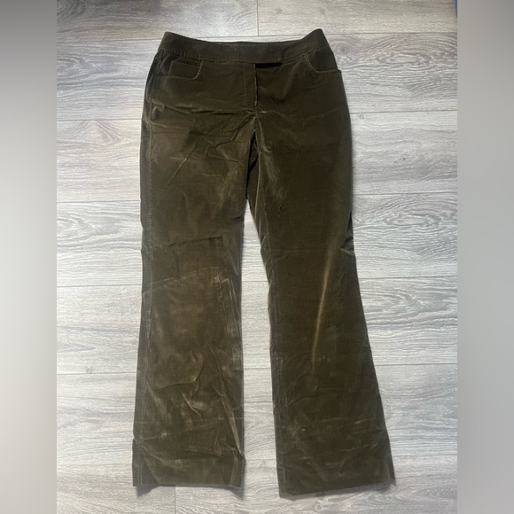 Lafayette 148 Olive Army Green Corduroy Bootcut Casual Pants Size 6 - Picture 1 of 8